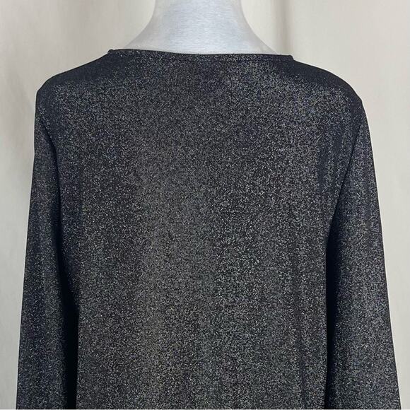 Oliver Metallic Silver Black Faux Fur Party Event Date Night Top NWOT Size L - Picture 7 of 11